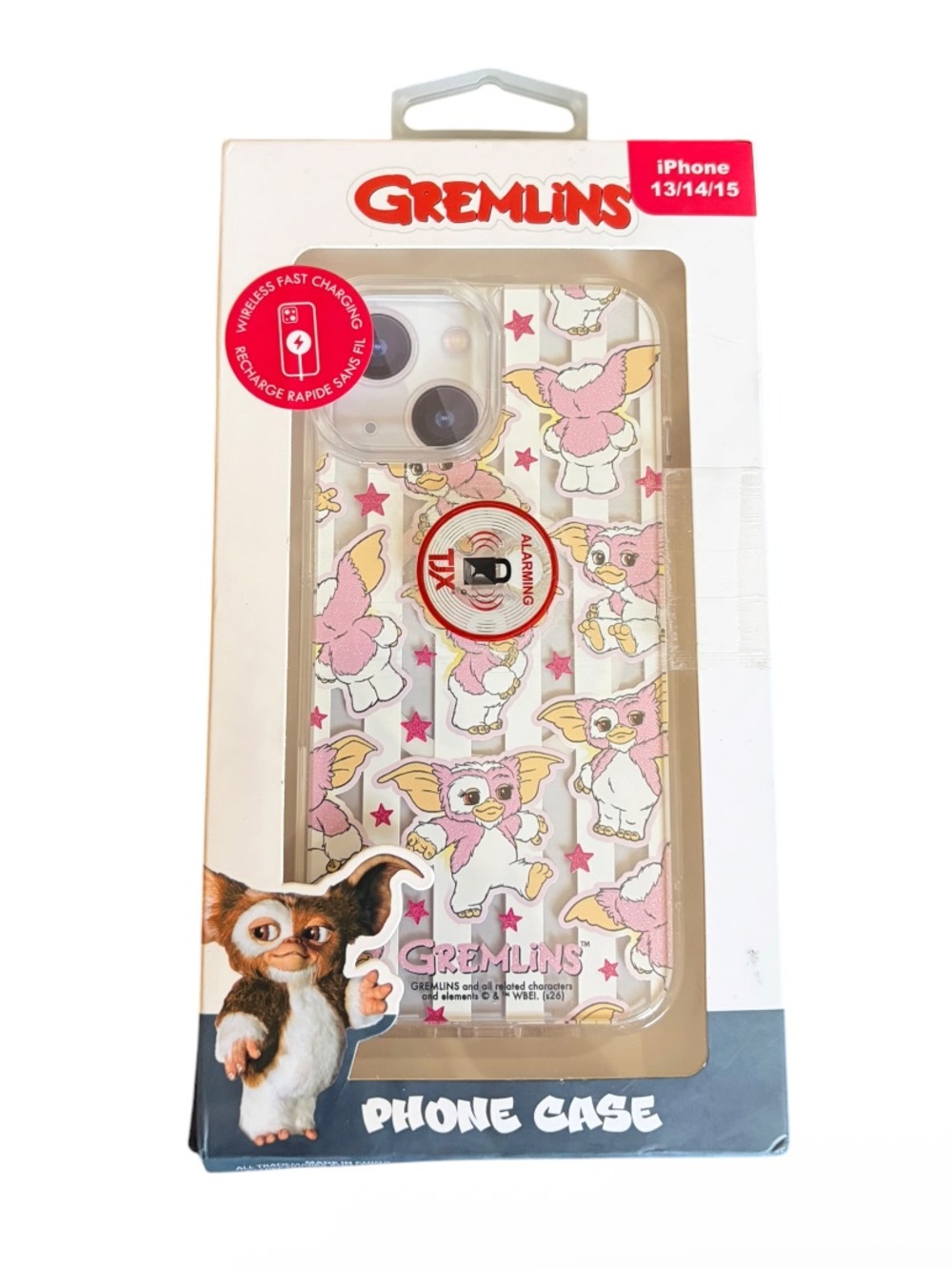 Gremlins Gizmo Pink/White Striped Glitter Phone Case for iPhone 13/14/15